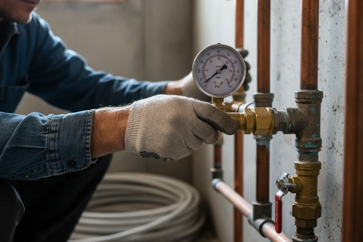 Pressure testing a repaired line during Water Line Repair in Long Island